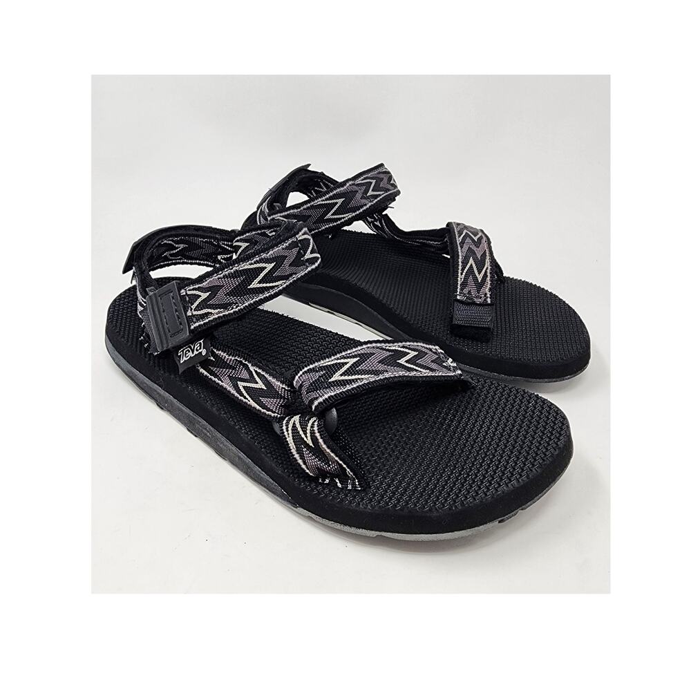Vintage Teva Sandals Men 9 USA Made Grey Black Zigzag Sport Water Fishing Shoes